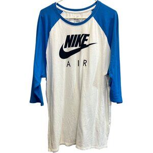 New Nike Air Blue White T-Shirt 3/4 Sleeve XXL TTG
